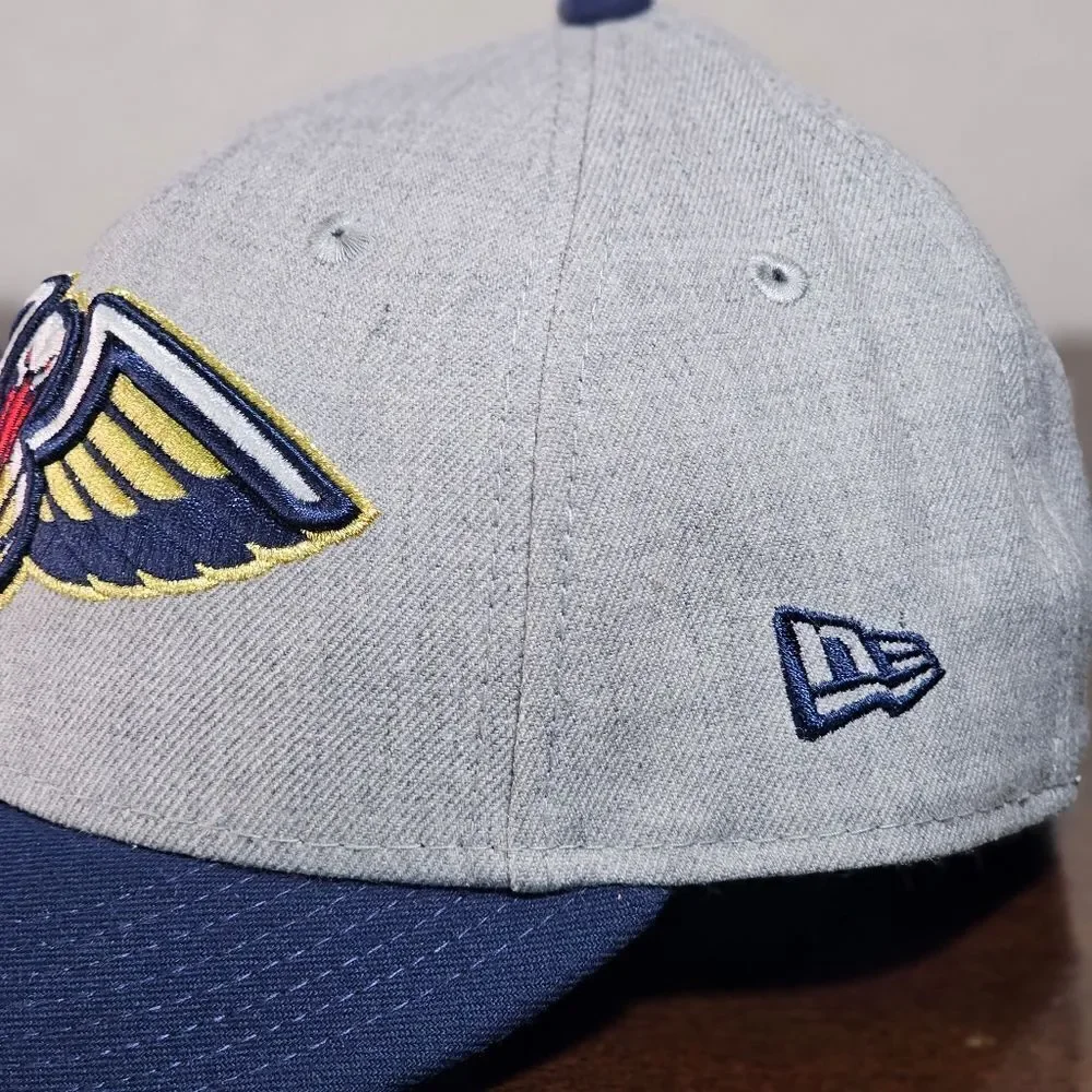New Era New Orleans Pelicans Hat Low Crown Hat Grey Blue Fitted 7 1/8 NBA Cap